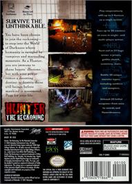 Box back cover for Hunter: The Reckoning on the Nintendo GameCube.