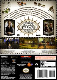 Box back cover for Lemony Snicket's A Series of Unfortunate Events on the Nintendo GameCube.