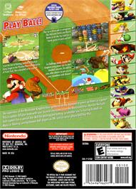 Box back cover for Mario Superstar Baseball on the Nintendo GameCube.