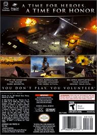 Box back cover for Medal of Honor: European Assault on the Nintendo GameCube.