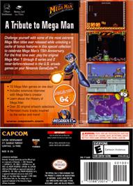 Box back cover for Mega Man Anniversary Collection on the Nintendo GameCube.
