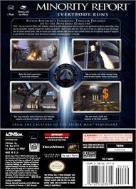 Box back cover for Minority Report: Everybody Runs on the Nintendo GameCube.