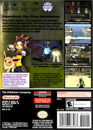 Box back cover for Pokemon XD: Gale of Darkness on the Nintendo GameCube.