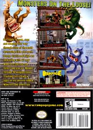 Box back cover for Rampage: Total Destruction on the Nintendo GameCube.