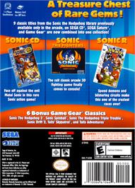 Box back cover for Sonic Gems Collection on the Nintendo GameCube.