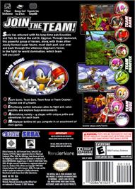 Box back cover for Sonic Heroes on the Nintendo GameCube.