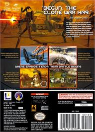 Box back cover for Star Wars: The Clone Wars on the Nintendo GameCube.