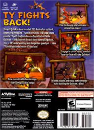 Box back cover for Ty the Tasmanian Tiger 3: Night of the Quinkan on the Nintendo GameCube.
