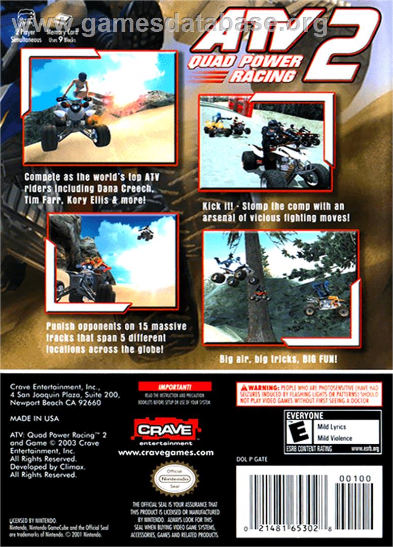 ATV: Quad Power Racing 2 - Nintendo GameCube - Artwork - Box Back