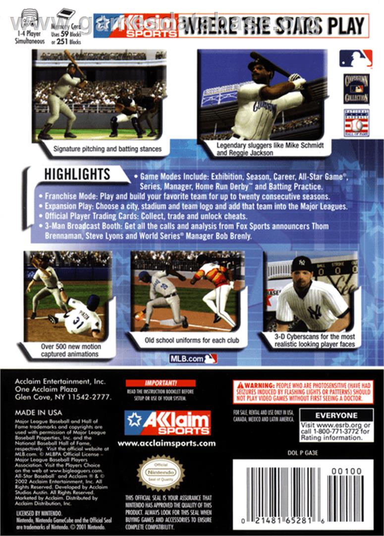 All-Star Baseball 2003 - Nintendo GameCube - Artwork - Box Back
