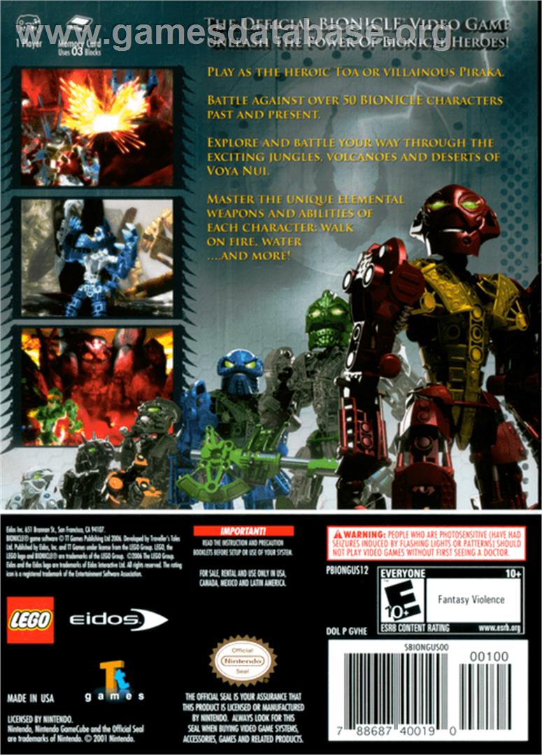 Bionicle Heroes - Nintendo GameCube - Artwork - Box Back