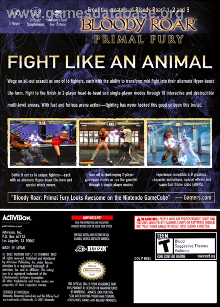 Bloody Roar: Primal Fury - Nintendo GameCube - Artwork - Box Back
