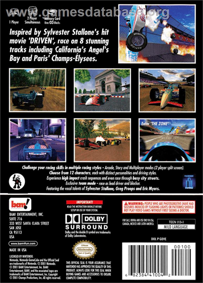Driven - Nintendo GameCube - Artwork - Box Back