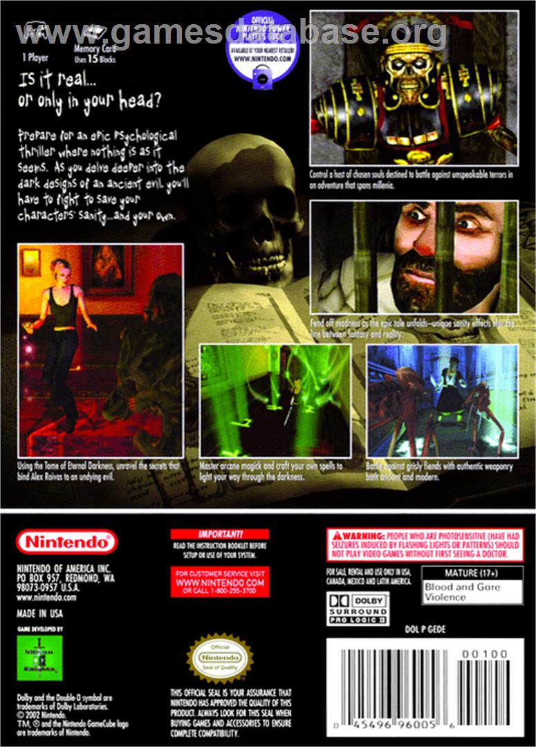 Eternal Darkness: Sanity's Requiem - Nintendo GameCube - Artwork - Box Back