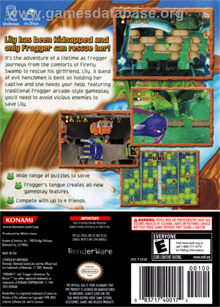 Frogger's Adventures: The Rescue - Nintendo GameCube - Artwork - Box Back
