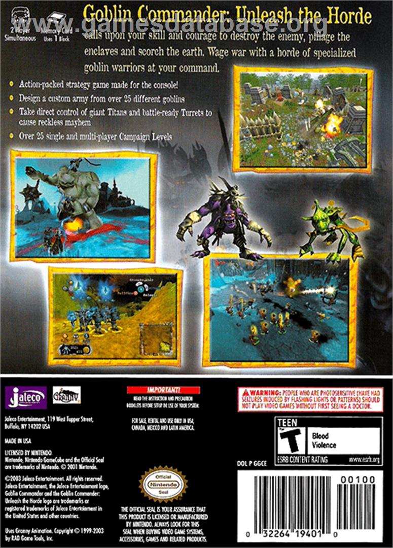 Goblin Commander: Unleash the Horde - Nintendo GameCube - Artwork - Box Back
