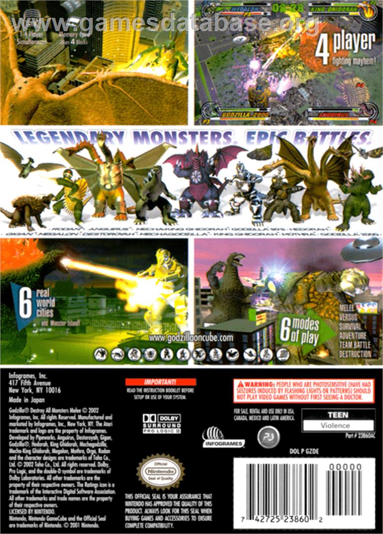 Godzilla: Destroy All Monsters Melee - Nintendo GameCube - Artwork - Box Back