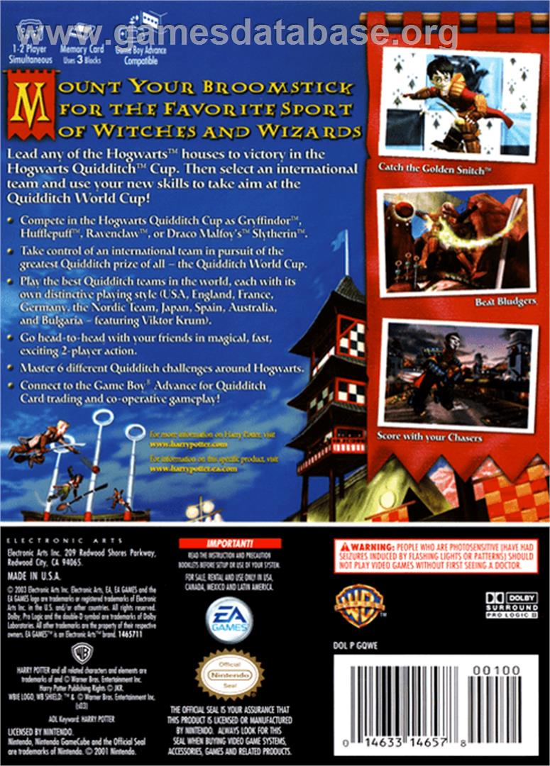 Harry Potter: Quidditch World Cup - Nintendo GameCube - Artwork - Box Back