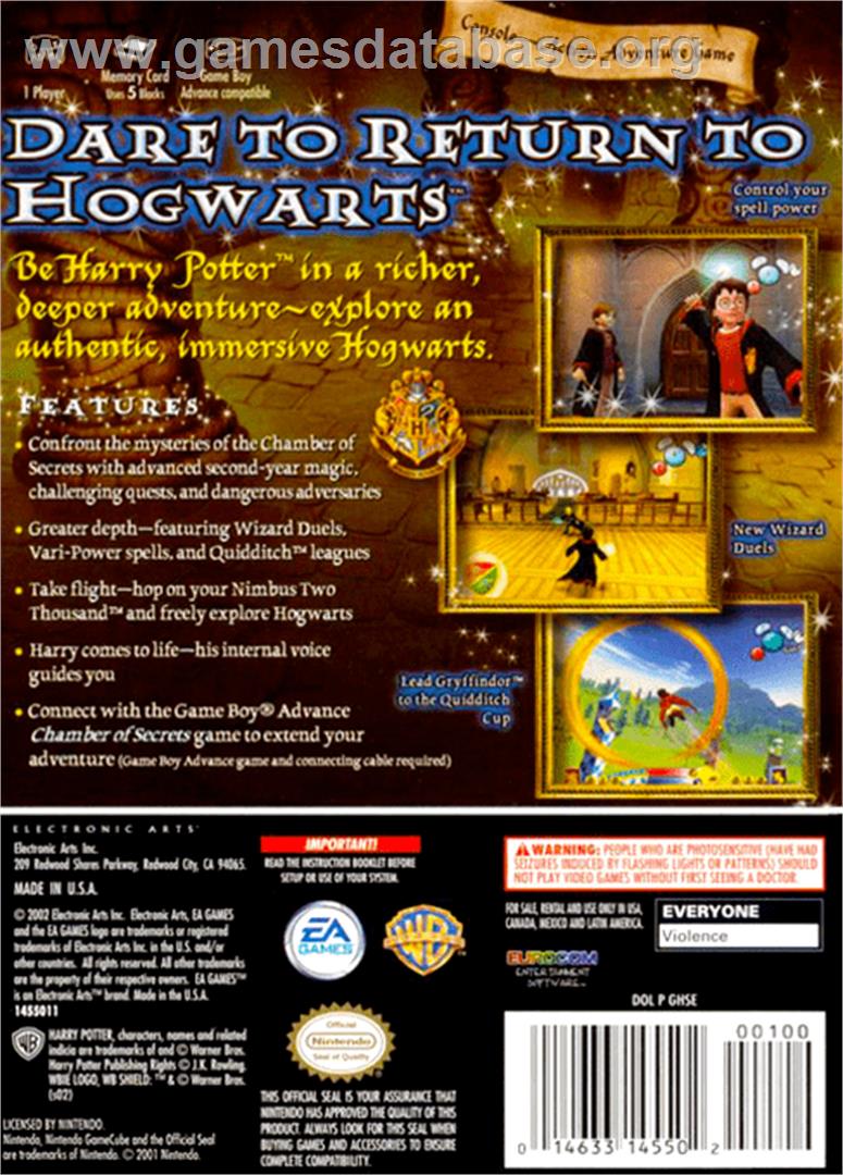 Harry Potter and the Chamber of Secrets - Nintendo GameCube - Artwork - Box Back