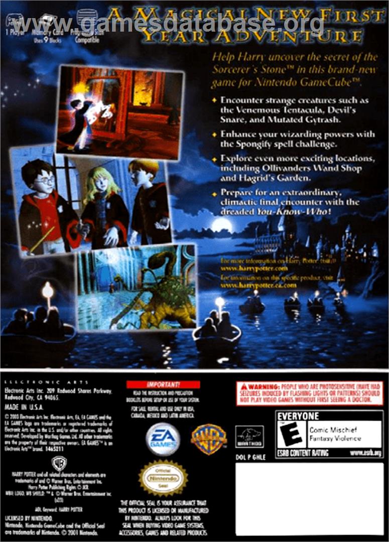 Harry Potter and the Sorcerer's Stone - Nintendo GameCube - Artwork - Box Back