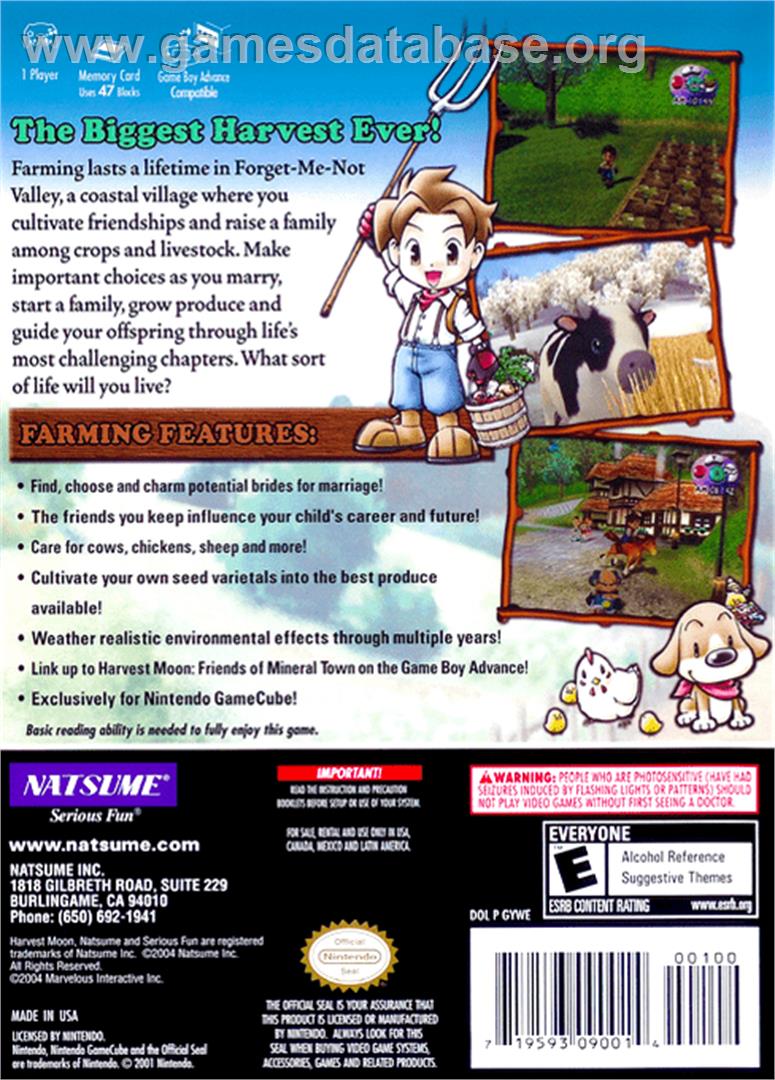 Harvest Moon: A Wonderful Life - Nintendo GameCube - Artwork - Box Back