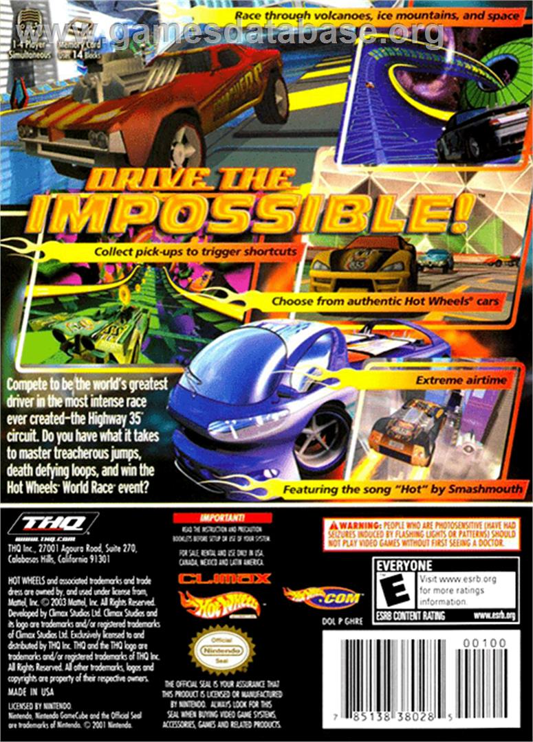 Hot Wheels: World Race - Nintendo GameCube - Artwork - Box Back