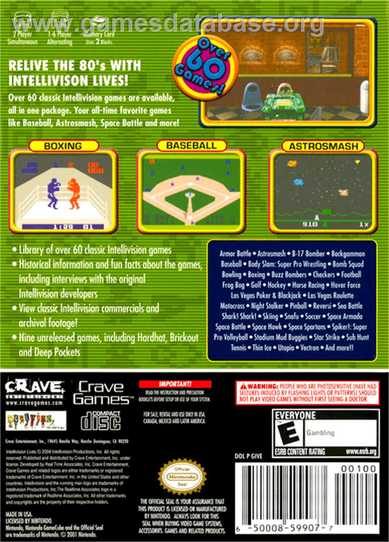 Intellivision Lives - Nintendo GameCube - Artwork - Box Back