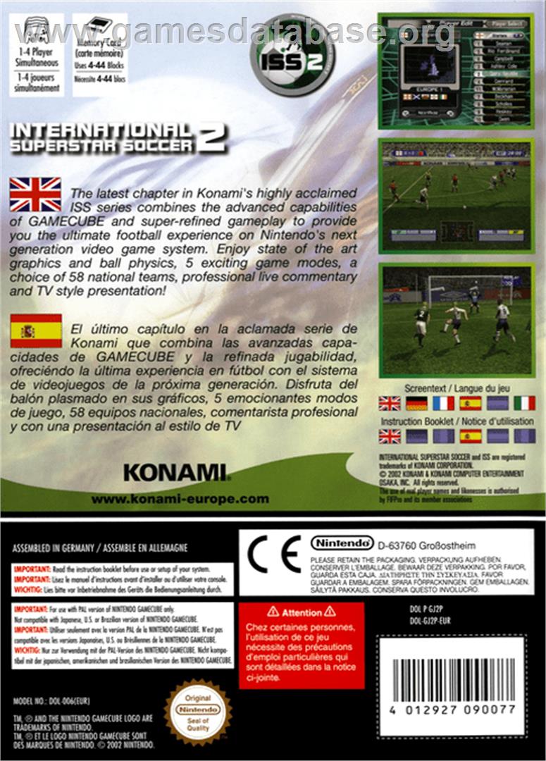 International Superstar Soccer 2 - Nintendo GameCube - Artwork - Box Back