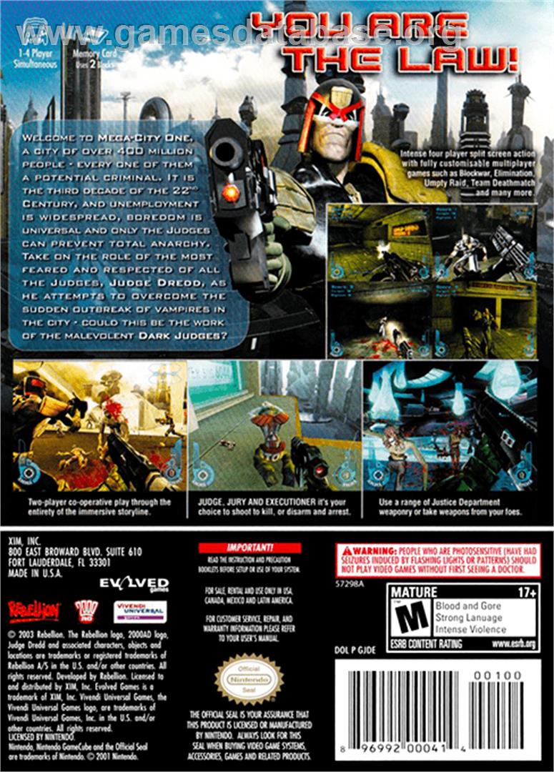 Judge Dredd: Dredd vs Death - Nintendo GameCube - Artwork - Box Back