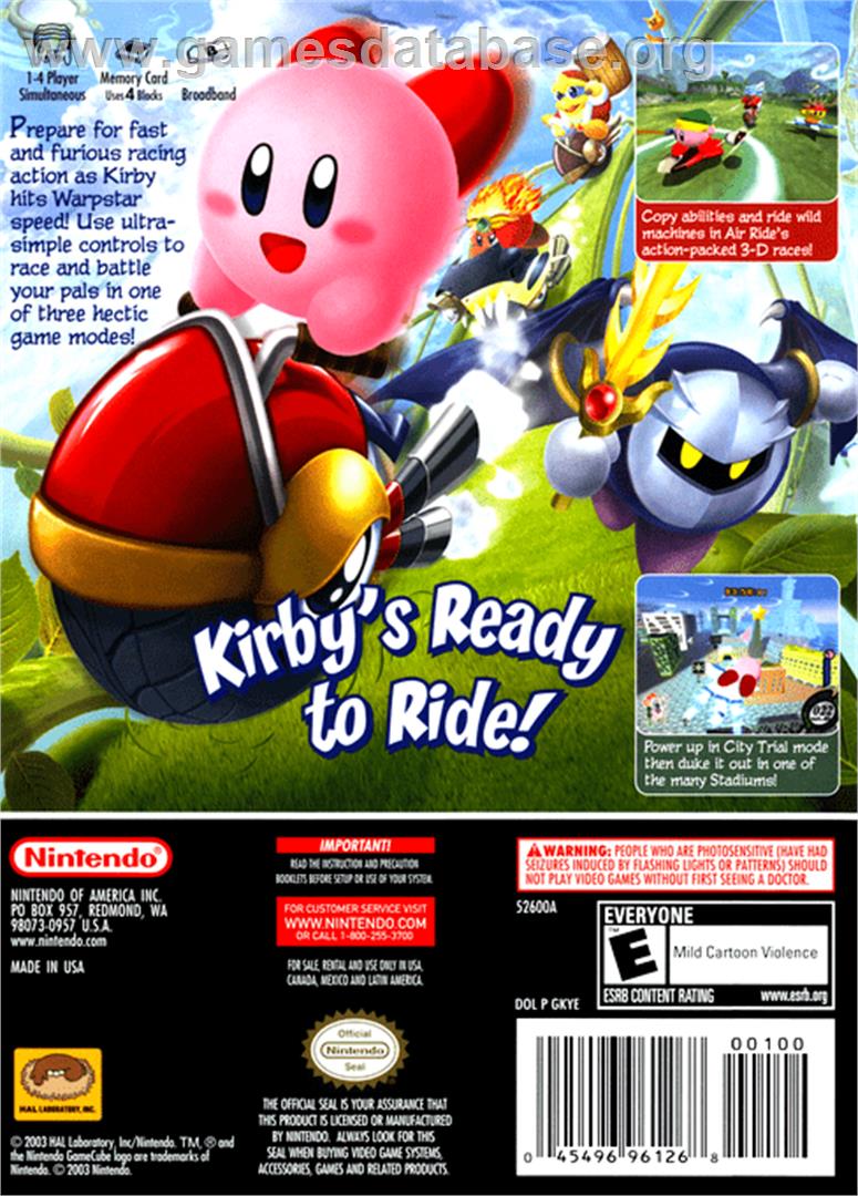 Kirby Air Ride - Nintendo GameCube - Artwork - Box Back