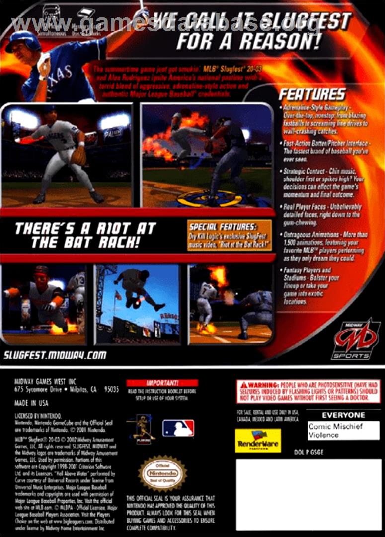 MLB SlugFest 20-03 - Nintendo GameCube - Artwork - Box Back
