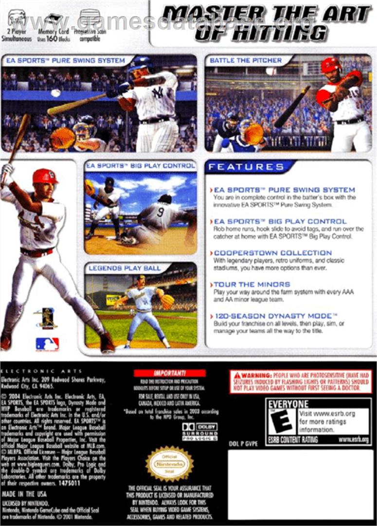MVP Baseball 2004 - Nintendo GameCube - Artwork - Box Back