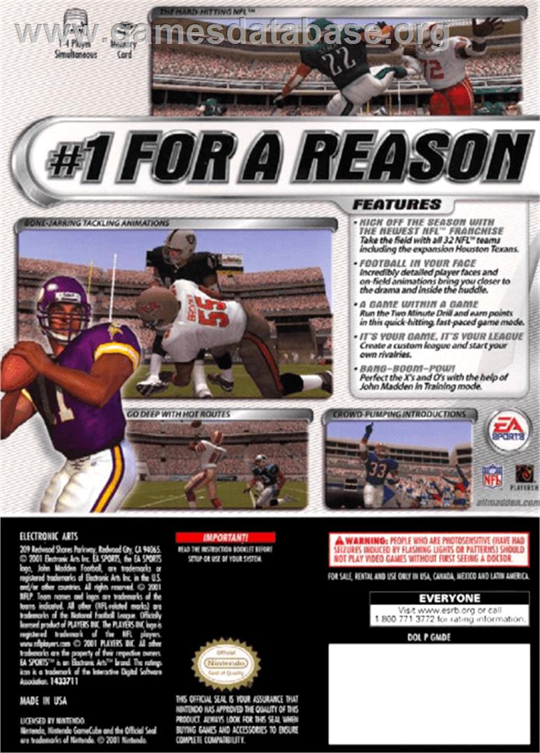 Madden NFL 2002 - Nintendo GameCube - Artwork - Box Back