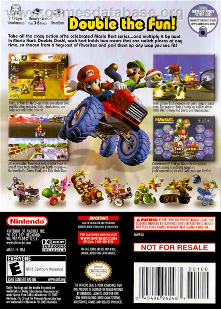Mario Kart: Double Dash - Nintendo GameCube - Artwork - Box Back