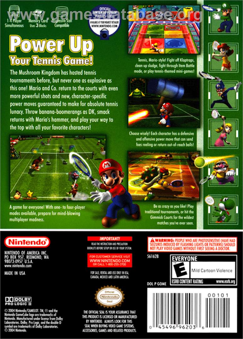 Mario Power Tennis - Nintendo GameCube - Artwork - Box Back