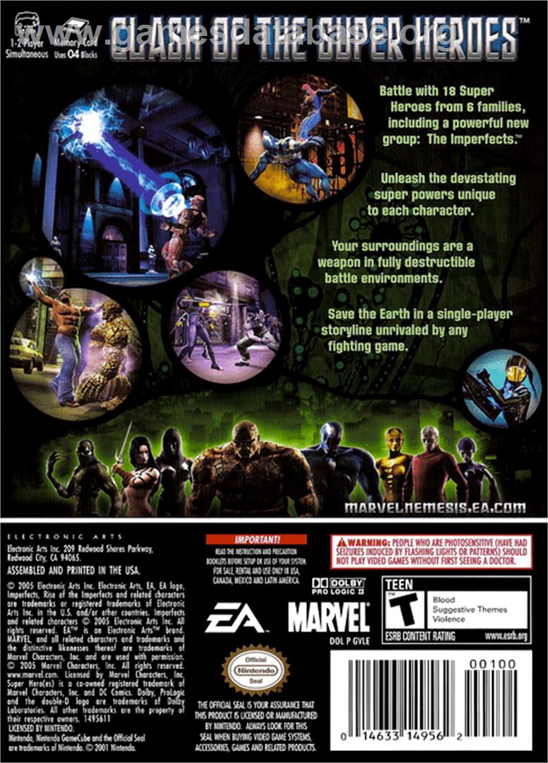 Marvel Nemesis: Rise of the Imperfects - Nintendo GameCube - Artwork - Box Back