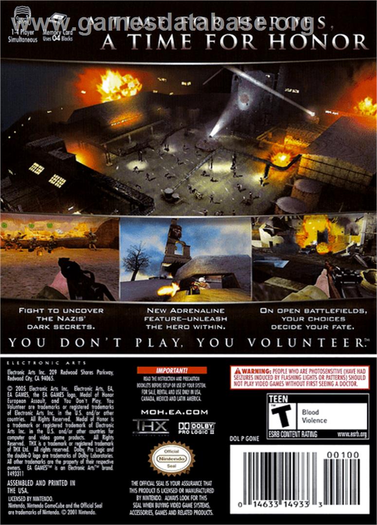 Medal of Honor: European Assault - Nintendo GameCube - Artwork - Box Back