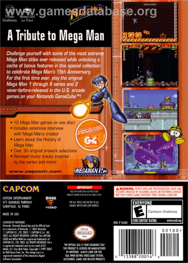 Mega Man Anniversary Collection - Nintendo GameCube - Artwork - Box Back