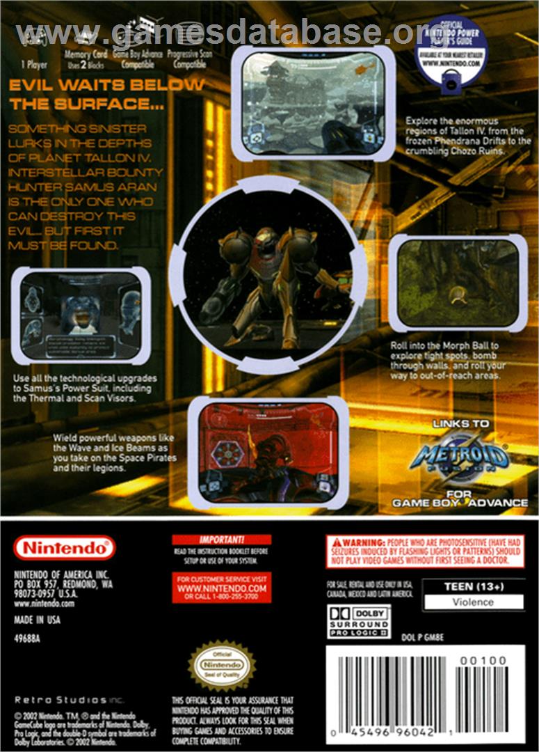 Metroid Prime - Nintendo GameCube - Artwork - Box Back