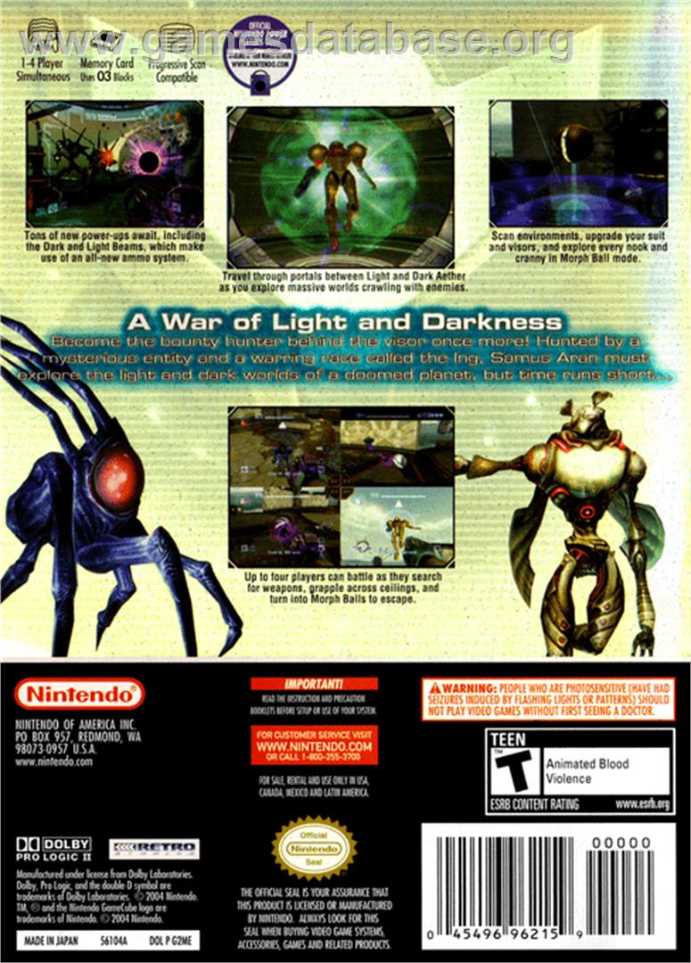 Metroid Prime 2: Echoes - Nintendo GameCube - Artwork - Box Back