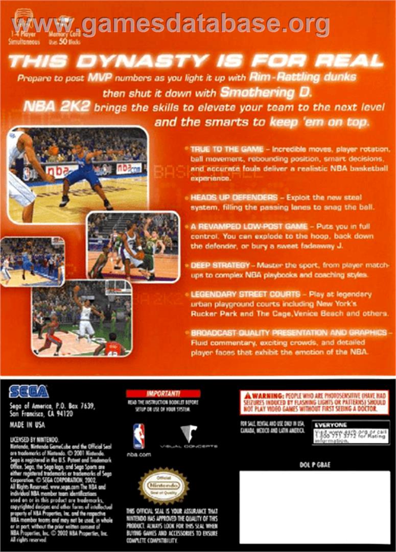 NBA 2K2 - Nintendo GameCube - Artwork - Box Back