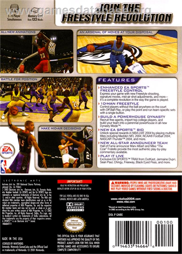 NBA Live 2004 - Nintendo GameCube - Artwork - Box Back
