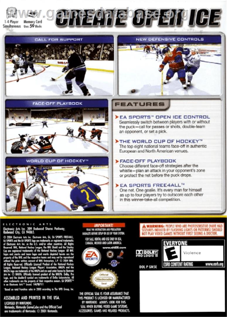 NHL 2005 - Nintendo GameCube - Artwork - Box Back