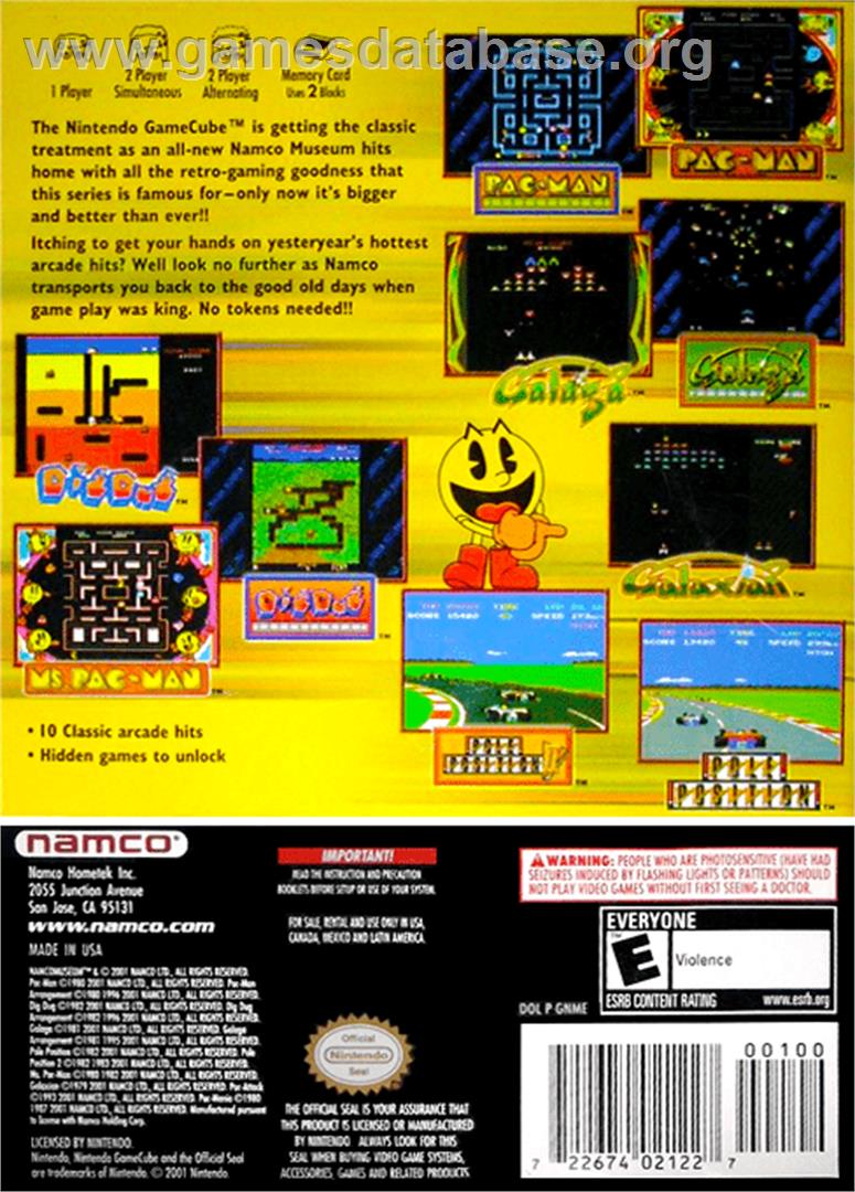 Namco Museum - Nintendo GameCube - Artwork - Box Back