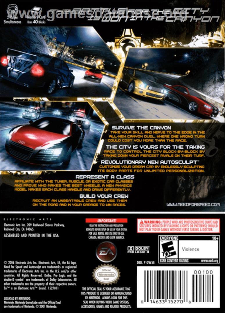 Need for Speed: Carbon - Nintendo GameCube - Artwork - Box Back