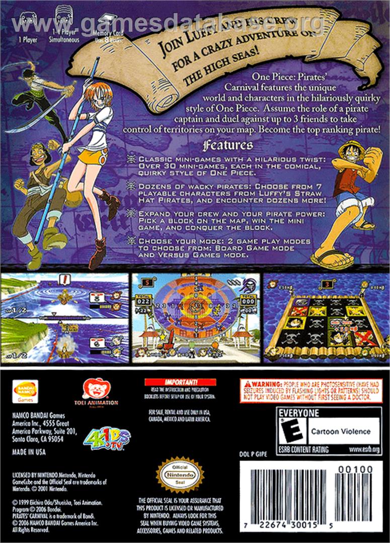 One Piece: Pirates' Carnival - Nintendo GameCube - Artwork - Box Back