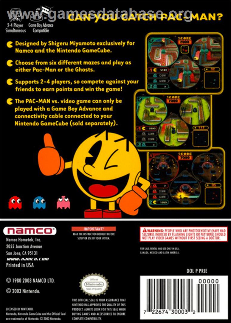 Pac-Man Vs./Pac-Man World 2 - Nintendo GameCube - Artwork - Box Back