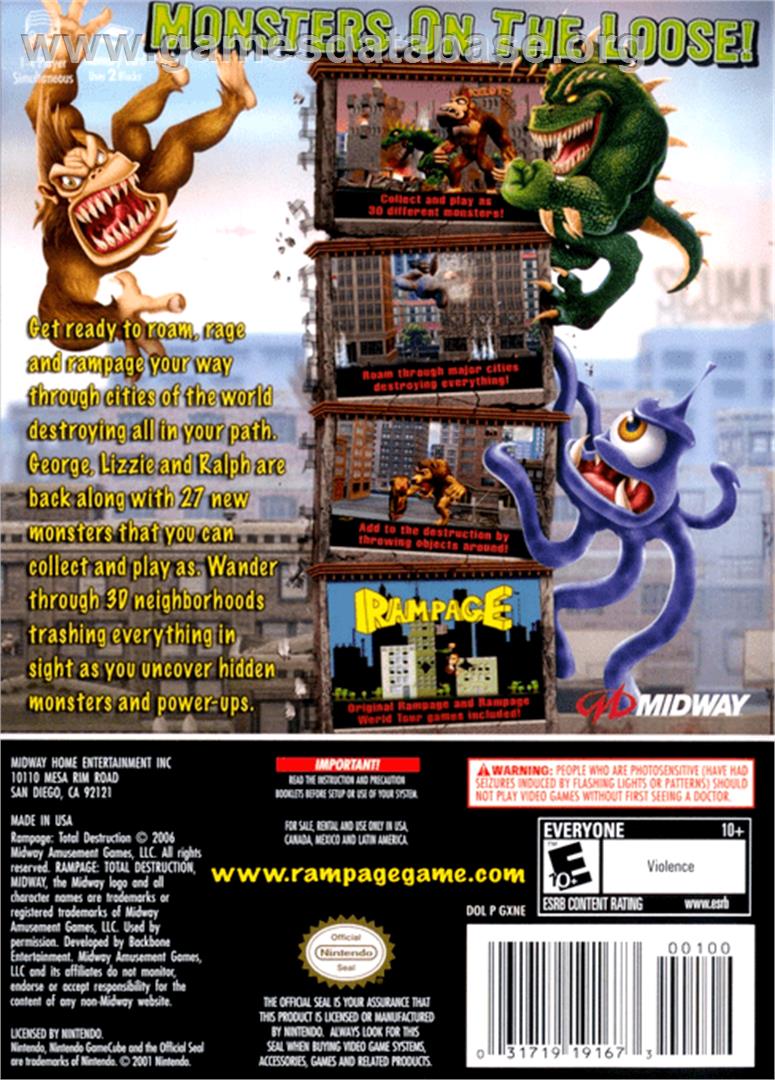 Rampage: Total Destruction - Nintendo GameCube - Artwork - Box Back