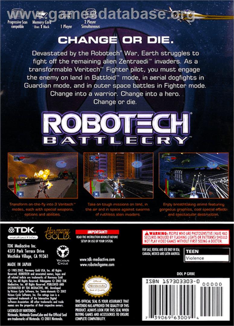 Robotech: Battlecry (Collector's Edition) - Nintendo GameCube - Artwork - Box Back