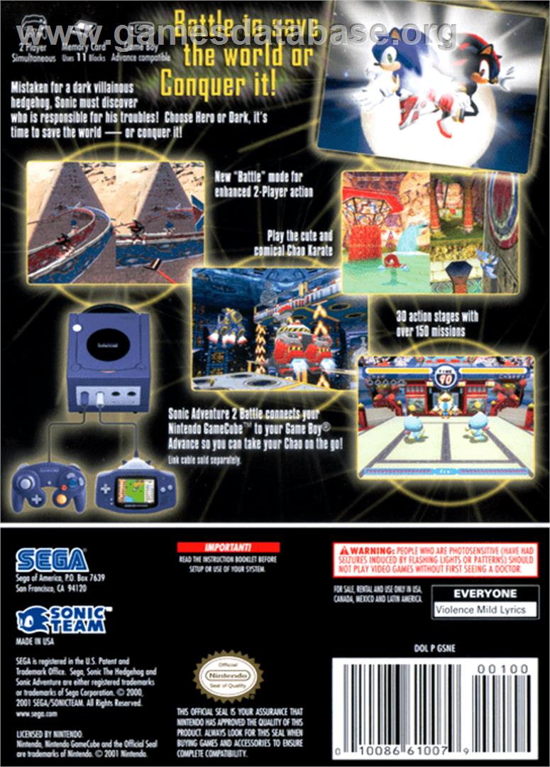 Sonic Adventure 2: Battle - Nintendo GameCube - Artwork - Box Back